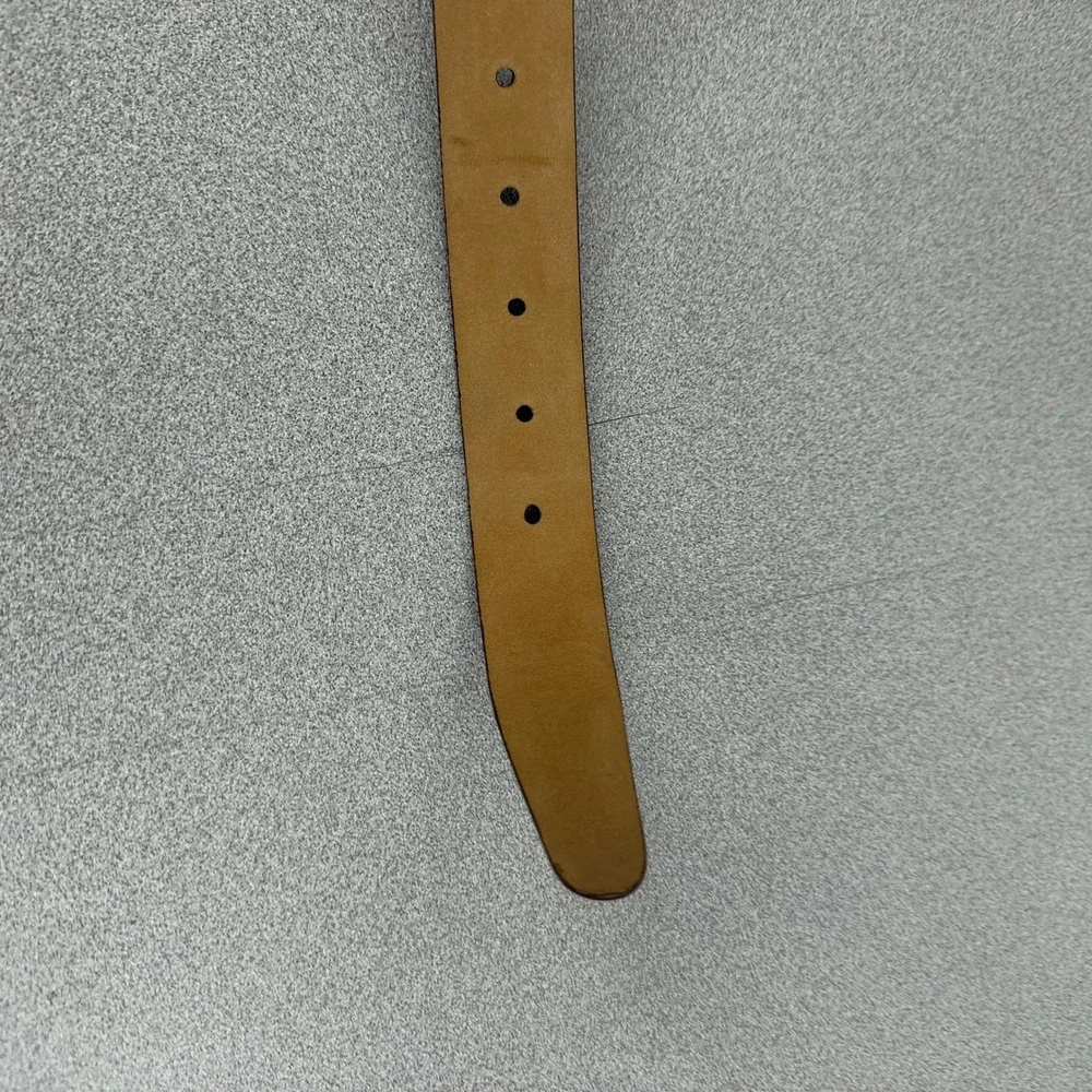 Cole Haan Belt Mens 34 Brown Leather Silver Tone Buckle Classic Everyday Dress